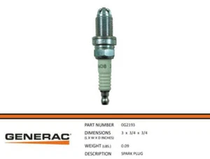 Generac Guardian SPARK PLUG Part# 0G2193 - Picture 1 of 2
