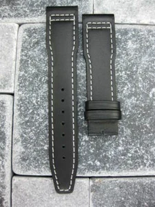 New 20mm Calf Leather Strap Black Watch Band for IWC Pilot Top Gun White 20 x1 - Picture 1 of 5