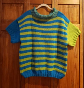 Handmade/hand-knitted unique short sleeve sweater sz XL woman's- NEW - Picture 1 of 1