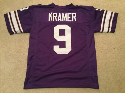 UNSIGNED CUSTOM Sewn Stitched Tommy Kramer Purple Jersey - M, L, XL, 2XL, 3XL - Image 1 of 2