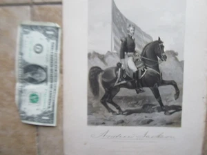 EARLY 1858 Antique Print Engraving, Gen. & President Andrew Jackson on horseback - Picture 1 of 3