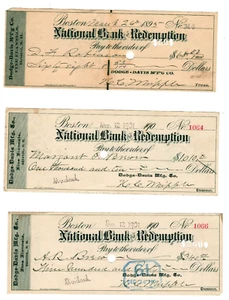 three checks signed by Henry Chandler Whipple (1846-1928) Bristol, New Hampshire - Picture 1 of 2