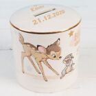 Spardose Disney Bambi mit Name und Datum, Keramik Kinderspardose Disney