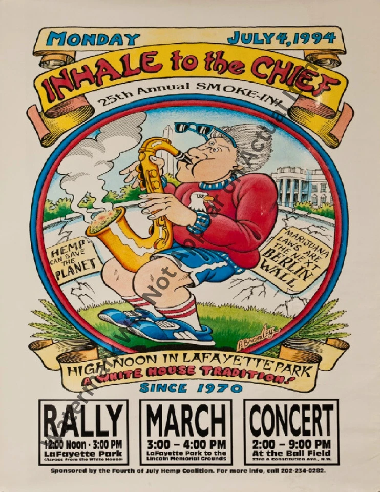 Inhale to the Chief,Washington DC Marijuana Smoke Poster VTG Photo Print 8.5x11" - Image 1 of 1