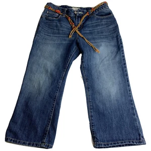 Old Navy Jeans Girl 16 Blue Denim Cropped Beaded String Belt Cotton Blend - Picture 1 of 9