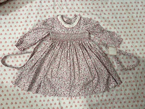 Petit Bebe Ivory with pink Floral pattern - Sash back dress 4T - Picture 1 of 3