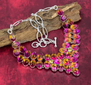 Bi-Color Tourmaline Gemstone Handmade 925 Sterling Silver Jewelry Necklace - Picture 1 of 5