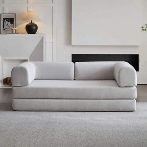 Malone Compression Sofa Bed Convertible Corduroy Couch in Cloud Grey - Picture 1 of 12