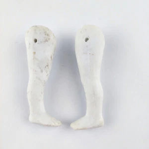 Antique porcelain dollhouse doll legs, wire fixing, 1.97" / 50 mm, Germany - Picture 1 of 5