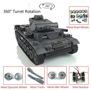 Henglong 1/16 7.0 Gray Customized Panzer III L RTR RC Tank 3848 360 Metal Wheels - Picture 1 of 10