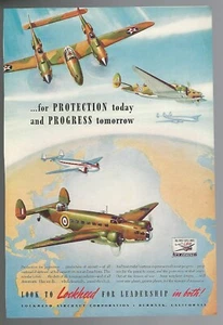 1942 LOCKHEED advertisement, P-38, Hudson, Constellation, print ad - Bild 1 von 3
