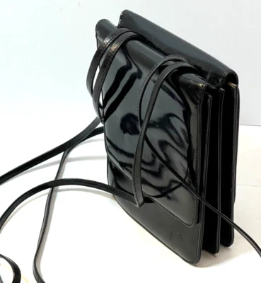 Cartera Bandolera Pequeña Negra Linea Pella De Colección Doble Correas Hecha en Italia Foto 1 de 4