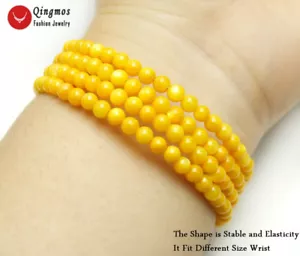 4-5 mm Pulsera Redonda Amarilla Carcasa Perla Acero Envolvente para Mujer Joyería Fina - Imagen 1 de 6