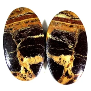 22.95Cts 14X25X4mm 100% Natural Coconut Brecciated Jasper Oval Cab Pair Gemstone - Picture 1 of 5