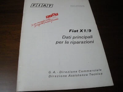 FIAT RARO MANUALE PER RIPARAZIONI FIAT X19 1973 -IN OTTIME CONDIZIONI COMPLETO - Immagine 1 di 2