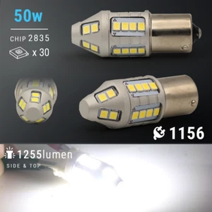 2X 1156 50W High Power Chip LED White Reverse Back Up Lights Bulbs - Picture 1 of 11