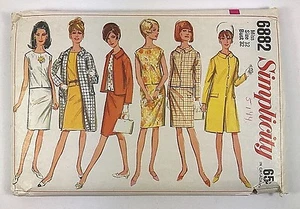 Lot of 2 Vintage Simplicity 8612 6882 Sewing Patterns 60s Dresses Cut Size 12  - Picture 1 of 3