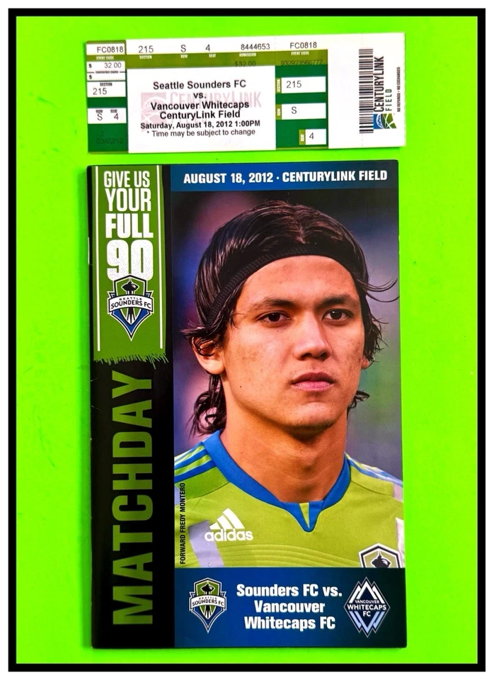 2012 MLS  CASCADIA CUP  SEATTLE SOUNDERS v VANCOUVER WHITECAPS  PROGRAM & TICKET - Image 1 of 4