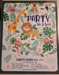 Jungle Happy Birthday Party Goods in a Box 43 pieces Banner Candle Plates - Picture 1 of 3