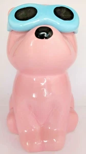 Pink Puppy Dog with Sun Glasses Ceramic Money Box  H 14 x W 8 x D 9 - Picture 1 of 5