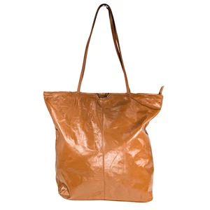 Latico Nora Brown Leather Scallop Trim Large Lined Zip Shopper Tote Bag - Picture 1 of 10