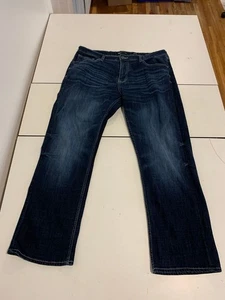 BKE Tyler Jeans 38x30 Dark Wash Straight Whiskered Western Cowboy Rodeo Stretch - Picture 1 of 14