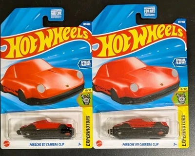 HOT WHEELS ERROR LOT OF 2 Porsche 911 Carrera Clip RED (1) MISSING DECALS L@@K! - Image 1 of 4