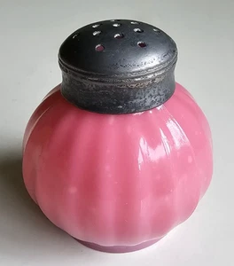 EAPG Victorian Glass Salt Pepper Shaker Opaque Pink Shallow Ribbed - Picture 1 of 17