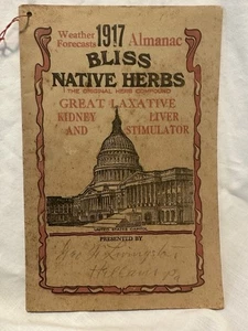 Bliss Native Herbs Almanac 1917 Geo. H. Livingston Hellam, PA - Picture 1 of 12