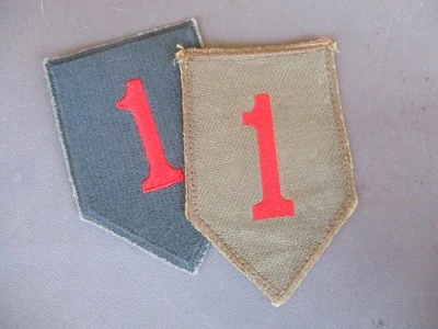WWII, 1950s US 1st Infantry Division Shoulder Patch Lot, Theater Made BeVo & AG - Image 1 of 4
