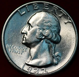 Uncirculated 1932 Philadelphia Mint Silver Washington Quarter - Picture 1 of 2