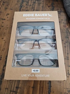 Eddie Bauer Reading Glasses 3 Pack +2.00 Designer Readers NEW - Picture 1 of 14