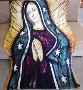 New Mother Mary Virgin of Guadalupe Plush Fleece Throw Blanket Spiritual Gift - Picture 1 of 3