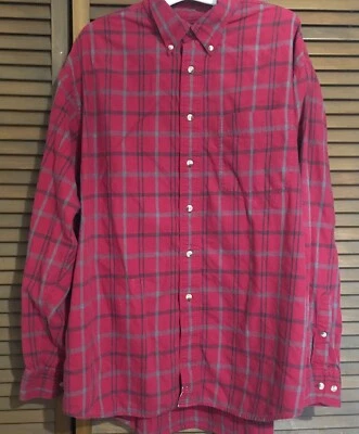 TRADER BAY Men's Button Down Long Sleeve Plaid Shirt Size Large Red  - Image 1 of 4