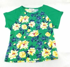 No Comment Top Girls Size Large Green Floral Short Sleeve - Picture 1 of 12