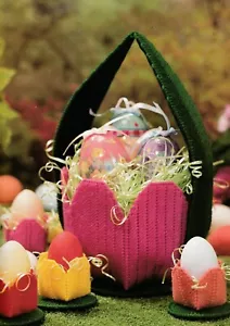 Cesta de tulipanes de Pascua y copas de huevos - 7 unidades - patrón de lona de plástico SOLAMENTE - Imagen 1 de 2