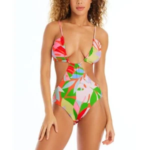 Sanctuary Womens Orange Cut-Out Plunging One-Piece Swimsuit XL BHFO 9226 - Picture 1 of 2