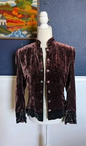 Elie Tahari Floral Embroidered Blazer Jacket Velvet Silk Blend Lagenlook Small S - Picture 1 of 10