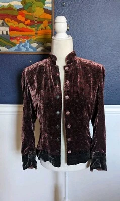 Chaqueta Blazer Elie Tahari Floral Bordada Terciopelo Mezcla Seda Lagenlook Pequeña S Foto 1 de 4