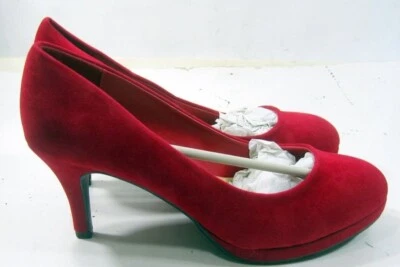 NUEVO Zapatos Rojo 3" Tacón Alto Punta Redonda Mujer Talla 7 Foto 1 de 4