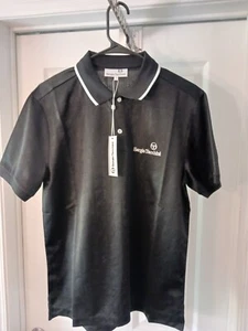 Sergio Tacchini Men's Size Small Fall Geo Polo Short Sleeve Shirt Black - Picture 1 of 5