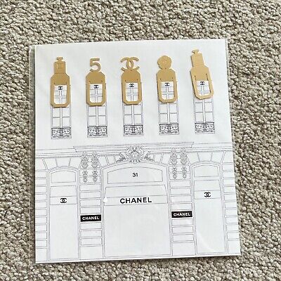 Brand New Authentic CHANEL Bookmark Set Metal Gold Bookplate DIY Decoration 5pcs • 22.86$