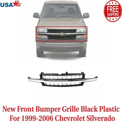 New Front Grille Black Plastic For 99-02 Chevrolet Silverado 1500 00-06 Tahoe - Image 1 of 4
