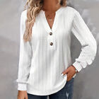 Ladies Jumper Top V Neck Pullover Women Loose Long Sleeve Work Knit Tops Casual