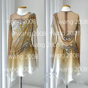 Ice Figure Skating Competition Dress  Baton Twirling Costume yellow dyeing - Picture 1 of 7