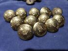 LOT OF 12 VINTAGE PENITENTIARIES CANADA PRE WW2 BRASS BUTTONS 22.9 mm