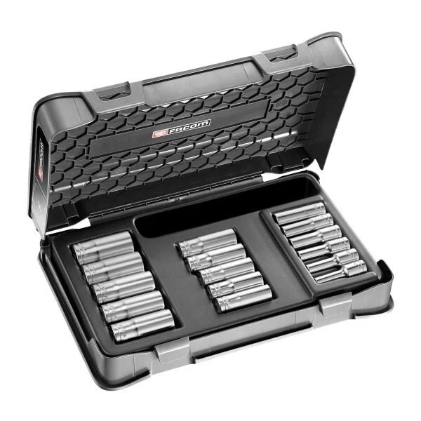 Facom J.404 16 Piece 3/8″ Drive Deep Bi Hexagon (12 Point) Socket Set 7-24mm - Image 1 of 1