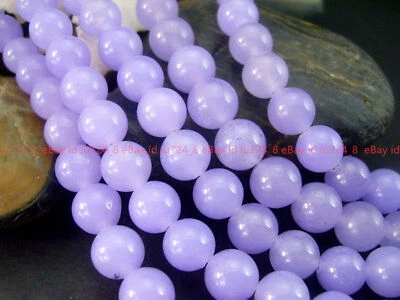 4-14mm Beautiful Natural Smooth Lavender Jade Round Gemstone Loose Beads 15" - Image 1 of 4