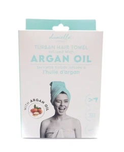Danielle Plain Cyan Argan Oil Infused Microfibre Hair Towel Turban - Picture 1 of 4