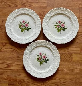 (3) POPE GOSSER ROSE POINT CATHAY ROSE 6" BREAD & BUTTER PLATES~PINK ROSES~V EXC - Picture 1 of 3